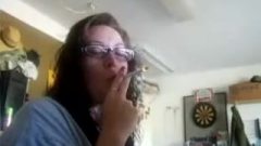 Innocent Woman With Glasses Smoking All White 100