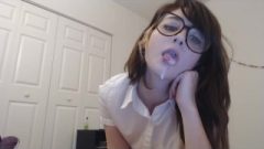 Young Teen With Glasses Playing With Her Spit On Femdomdates