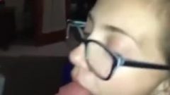 Girl With Glasses Swallowing CUM!