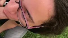 Amateur Teen Darling With Glasses Gives A Blow Job In Public