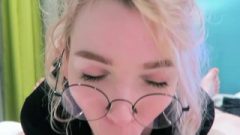 Blonde Nerdy Teen With Glasses Sloppy Face Fuck