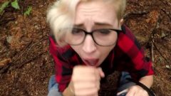 Perfect Blonde Blow Job And Public Facial In The Woods