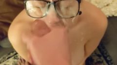Golden-haired Receives Glasses Covered By Gigantic Facial Cum-Shot