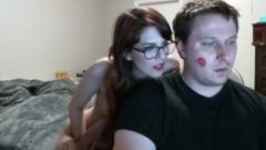 Glasses Beauty With Ugly Boyfriend On Webcam