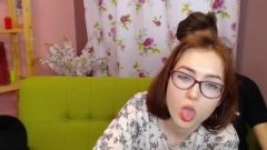 Glasses Babe On Web-cam Kissing Bf