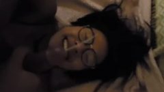 Steamy Young Wearing Glasses Take Massive Facial Cum Shot After Blow-Job