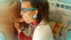 Young With Blue Glasses Takes Rough Facefucking And Facial