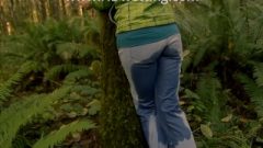 Handuffed To A Tree In The Forest And Desperate To Piss